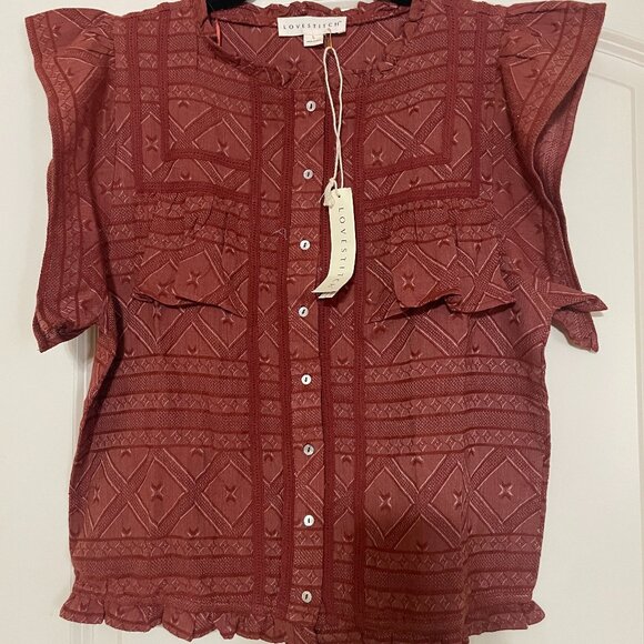 Lovestitch Burnt Orange Textured Top - Picture 1 of 3